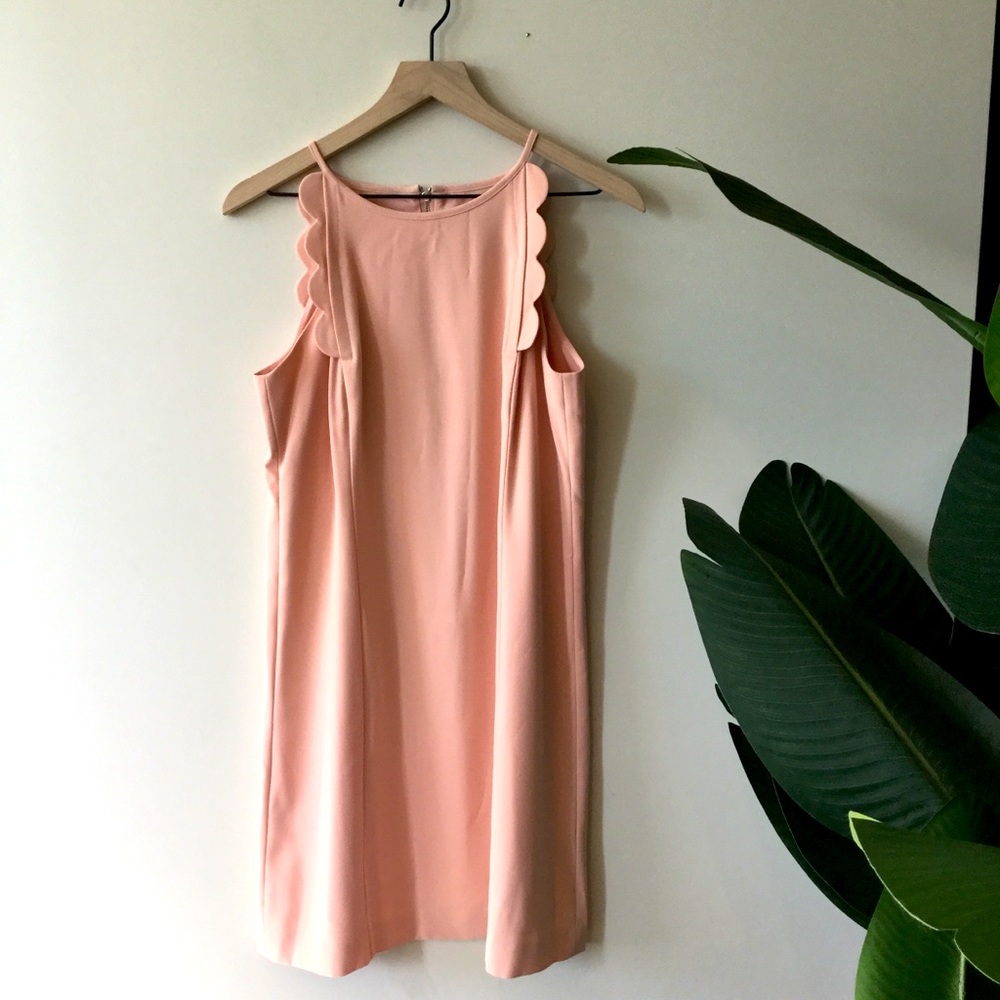 Ann Taylor scalloped detail tank dress light pink